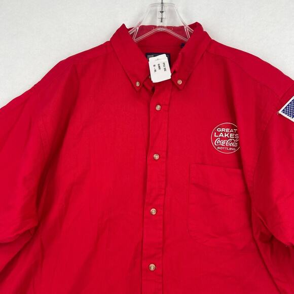 Coca Cola Bottling Button Front Shirt Mens 2XL Red Great Lakes Embroidered - Picture 2 of 11